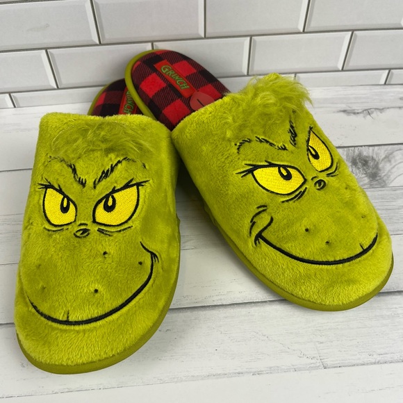 Dr. Seuss The Grinch Size:L(11/12) Men’s Christmas Holiday Slippers Multi Color - Picture 5 of 5